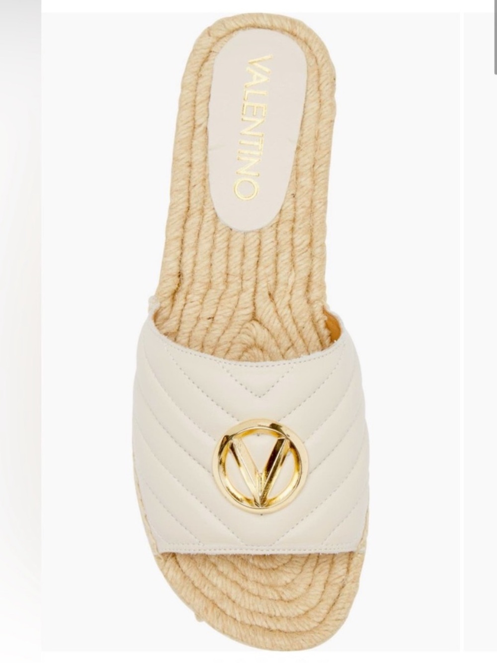 Valentino by Mario Valentino Clavel Leather Sandal Ivory/Gold 7